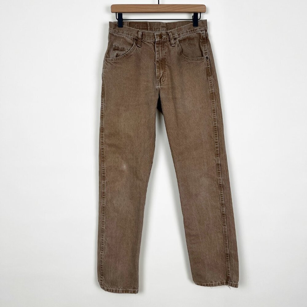 Vintage 90s Worn Wrangler Denim Jeans 100% Cotton Rigid Straight High Rise Waist